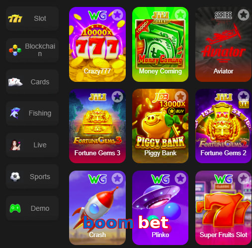 Main screen of Boom Bet game page for PK players