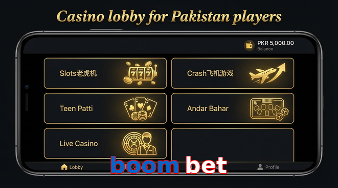 Lobby view of Boom Bet for Pakistan users