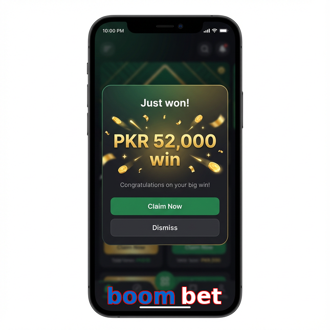 Main screen of Boom Bet win page for PK players